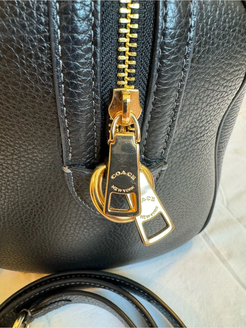 Coach Black Pebbled Leather Satchel with Gold Hardware